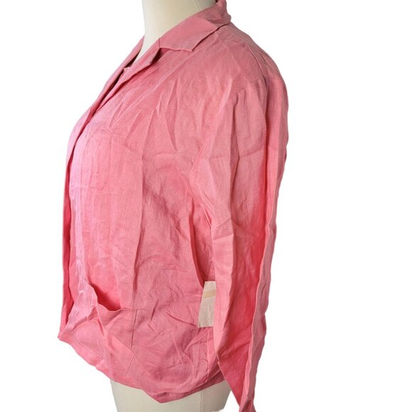 Vintage 90s Linen Shirt Set Women 2X Plus Colorful Blouse Tank Top Pink New Tags - Picture 14 of 15